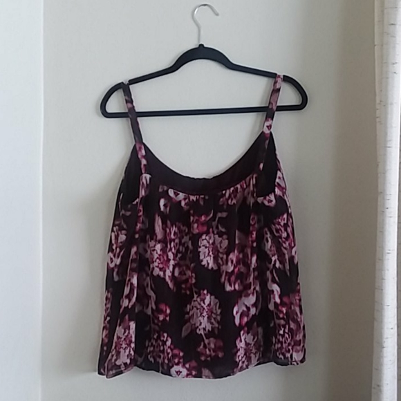 NY&C burgundy/cream flower tank top (#17) - Picture 3 of 6